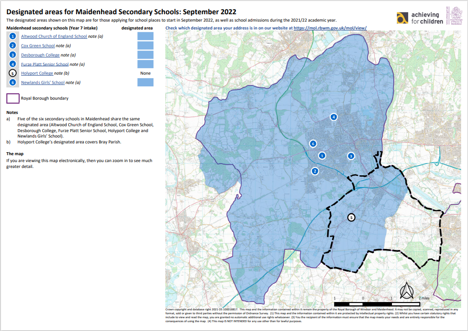 Furze Platt Senior School Catchment Area